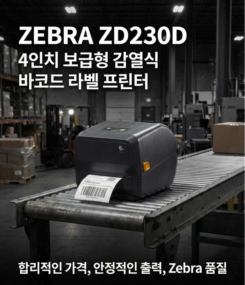 ZEBRA ZD230D 바코드 라벨프린터 4인치 감열식 데스크탑 프린터